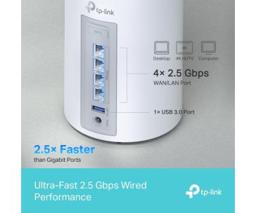 TP-Link Deco BE65(1-pack) WiFi7 Mesh(BE9300,2,4GHz/5GHz/6GHz,4x2,5GbELAN/WAN, 1xUSB3.0)