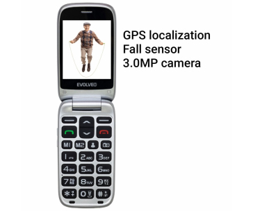 EVOLVEO EasyPhone FS, vyklápěcí mobilní telefon 2.8" pro seniory s nabíjecím stojánkem (červená barva)