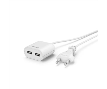 Hama dvojitá síťová nabíječka USB s kabelem 1,9m, 2,4A