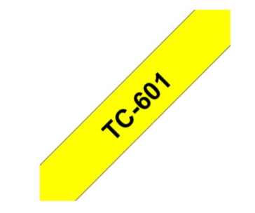 BROTHER Originální pásková kazeta pro tisk štítků Brother TC601 – černý tisk na žlutém podkladu, šířka 12 mm