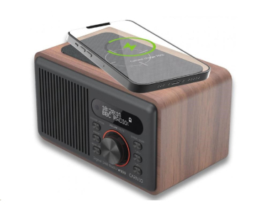 CARNEO W100 Rádio DAB+, FM, BT, Wireless charging, wood
