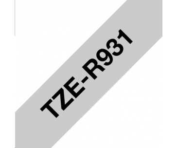BROTHER TZE-R931 - kazeta TZ šířky 12mm, TEXTILNÍ páska 4m- pro tvorbu dárků - NELEPÍCÍ - STŘÍBRNÁ PÁSKA, ČERNÝ POTISK