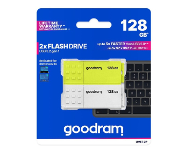 GOODRAM Flash Disk 2x128GB UME3, USB 3.0, žlutá, bílá