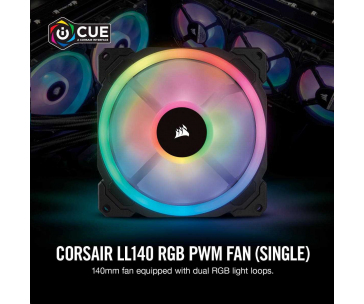CORSAIR ventilátor LL Series, LL140 RGB, 140mm Dual Light Loop RGB LED PWM Fan, Single Pack