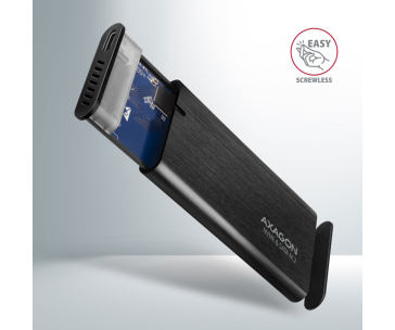 AXAGON EEM2-SB2, USB-C 3.2 Gen 2 - M.2 NVMe & SATA SSD kovový RAW box, bezšroubkový, černý