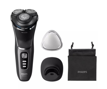Philips Series 3000 S3343/13 zastřihovač vousů, samoostřicí břity PowerCut, suché a mokré holení, černý