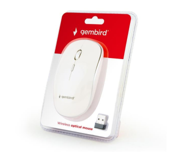 GEMBIRD myš MUSW-4B-01, bílá, bezdrátová, USB nano receiver