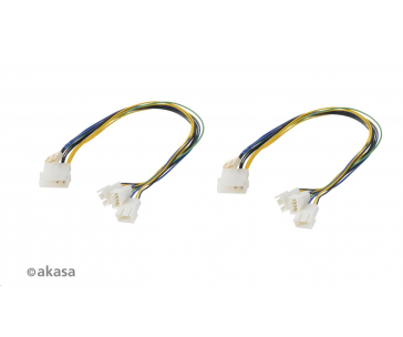 AKASA kabel  redukce pro ventilátory 1x 4pin PWM na 3x 4pin PWM, 2ks v balení