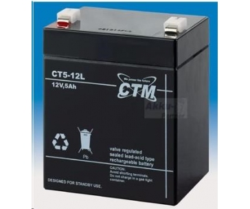 Baterie - CTM CT 12-5L (12V/5Ah - Faston 250), životnost 5let