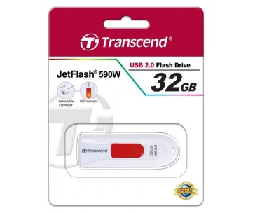 TRANSCEND Flash Disk 32GB JetFlash®590W, USB 2.0 (R:16/W:6 MB/s) bílá