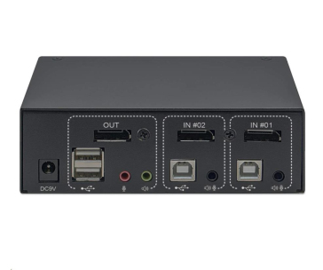 Manhattan DP přepínač, 2-Port DisplayPort KVM Switch, 4K@60Hz, černá
