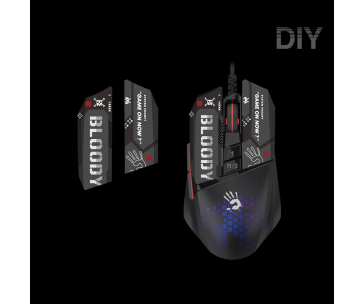 A4tech BLOODY W60 Max Mini, podsvícená herní myš, 12000 DPI, černá, USB