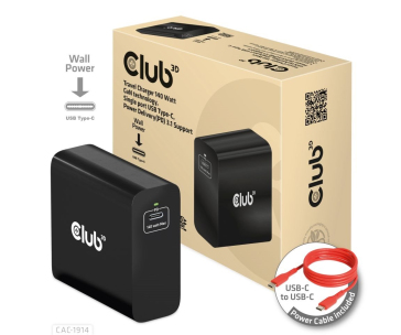 Club3D cestovní nabíječka USB-C 140W GaN Technologie, 1xUSB-C, podpora PD 3.1