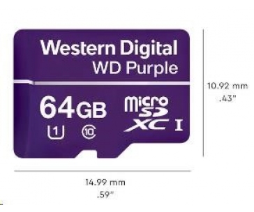 WD MicroSDXC karta 64GB Purple WDD064G1P0C Class 10, 16 TBW