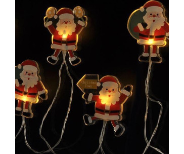 Solight LED okenní řetěz - Santa, 6x LED, přísavný, 120cm, 2x AA