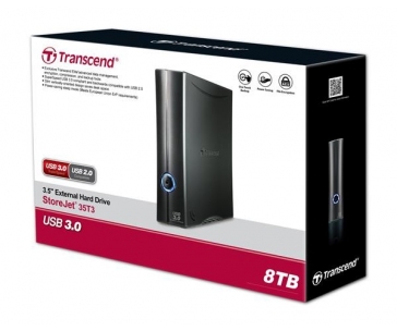 TRANSCEND externí HDD 3,5" USB 3.0 StoreJet 35T3, 8TB, Black, Turbo