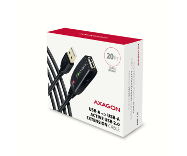 AXAGON ADR-220, USB 2.0 A-M -> A-F aktivní prodlužovací / repeater kabel, 20m