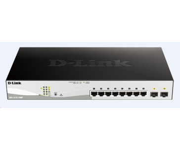 D-Link DGS-1210-10MP 10-port Gigabit Smart+ PoE Switch, 8x GbE PoE+, 2x SFP, PoE 130W, fanless