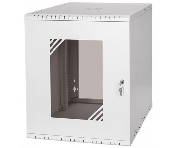 LEXI-Net 19" nástěnný rozvaděč Basic 12U 520x450, skleněné dveře, bez zad, rozložený, šedý