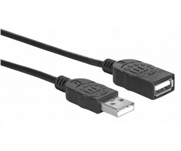 Manhattan USB kabel, USB 2.0, Male na Female, 480 Mbps, 1m, černá