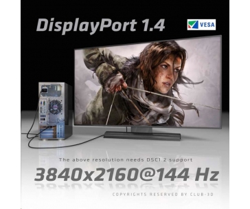 Club3D Kabel aktivní mini DisplayPort 1.4 na HDMI 2.0b (M/M), 2m