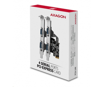 AXAGON PCEA-S4N, PCIe řadič - 4x sériový port (RS232) 250 kbps, vč. LP