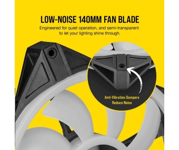 CORSAIR ventilátor QL Series QL140 RGB LED, 2x 140mm, 26dBA, Lighting Node CORE