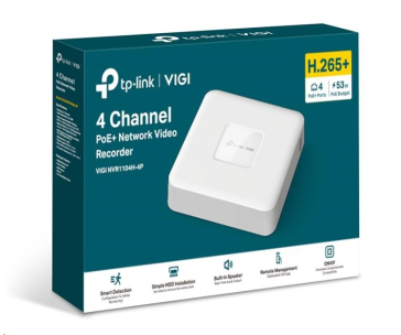TP-Link VIGI NVR1104H-4P, videorekordér, 4 channels, 4xPoE, 1x100Mb/s LAN, 1xVGA,1xHDMI,2xUSB2.0