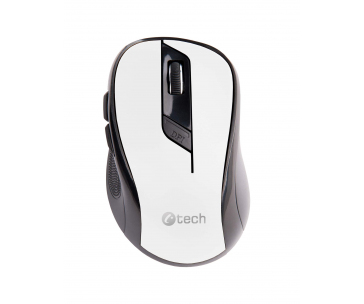 C-TECH myš WLM-02, černo-bílá, bezdrátová, 1600DPI, 6 tlačítek, USB nano receiver
