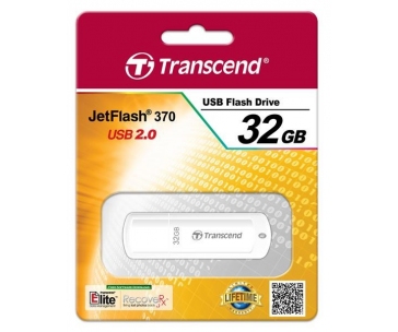 TRANSCEND Flash Disk 32GB JetFlash®370, USB 2.0 (R:16/W:6 MB/s) bílá