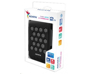 ADATA Externí HDD 2TB 2,5" USB 3.2, DashDrive™ Durable HD720, G-sensor, černý, (gumový, vodě/nárazu odolný)