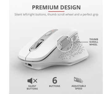 TRUST bezdrátová Myš Ozaa Rechargeable Wireless Mouse - white