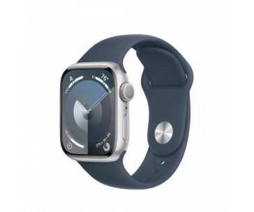 APPLE Watch Series 9 GPS 41mm Silver Aluminium Case with Storm Blue Sport Band - S/M