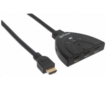 Manhattan HDMI přepínač, 4K 3-Port HDMI Switch, 4K@60Hz, USB Powered, černá