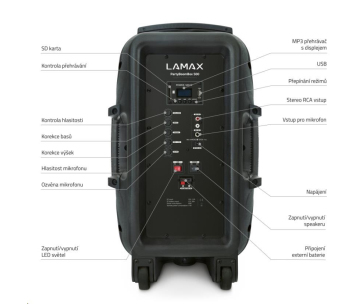 LAMAX PartyBoomBox500 - přenosný reproduktor - poskozen obal