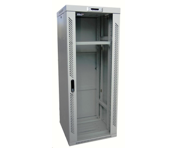 LEXI-Net 19" stojanový rozvaděč 18U 600x600 rozebiratelný, ventilační jednotka, termostat, kolečka, 600kg, sklo, šedý