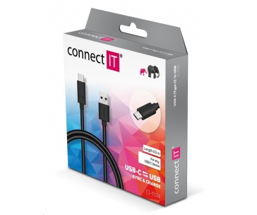 CONNECT IT Wirez USB-C (Type C) -> USB-A, USB 3.1 Gen 1, černý, 0,5 m