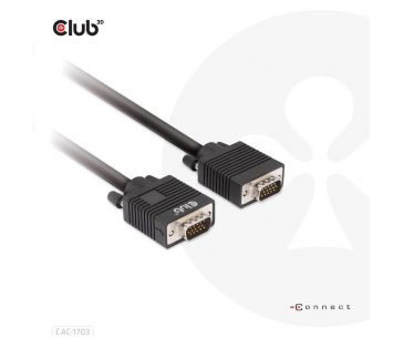 Club3D kabel oboustranný VGA, M/M, 28AWG, 3m