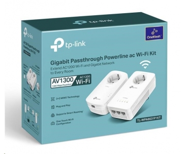 TP-Link TL-WPA8631PKIT OneMesh/EasyMesh WiFi5 průchozí powerline set (AC1200,AV1300,2,4GHz/5GHz,3xGbELAN)