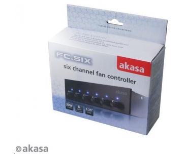AKASA ovládací panel  FC.SIX do 5.25” pozice, 6x FAN, černý hliník