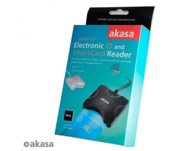 AKASA čtečka karet AK-CR-03BKV2 externí, USB 2.0, podpora čipových karet electronic ID a SMART, černá