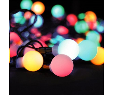 Solight LED 2v1 venkovní vánoční řetěz, koule, dálkový ovladač, 200LED, RGB+bílá, 20m+5m, 8 funkcí, IP44