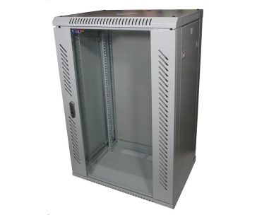 LEXI-Net 19" nástěnný rozvaděč 22U 600x600, nosnost 60 kg, skleněné dveře, svařovaný, šedý
