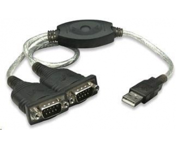 MANHATTAN převodník z USB na 2x sériový port (USB AM/DB9M(2), RS232)