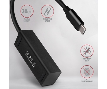 AXAGON HUE-M1C, 4x USB 3.2 Gen 1 MINI hub, kovový, kabel USB-C 20cm