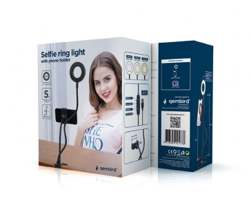 GEMBIRD selfie kampička LED ring s držákem telefonu, USB