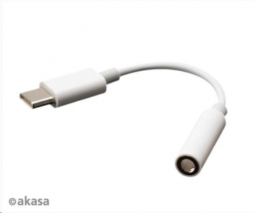AKASA adaptér USB Type-C na 3.5 mm headphone jack adapter, 10cm, bílá