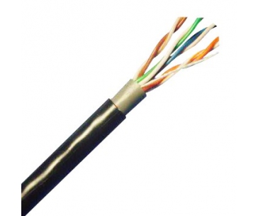 UTP kabel PlanetElite, Cat5E, drát, dvojitý venkovní PE+PE, černý, 305m, cívka