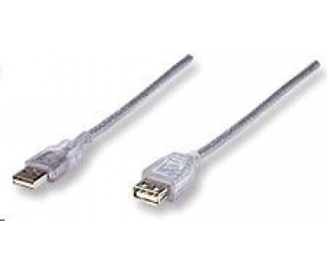 MANHATTAN Kabel USB 2.0 A-A prodlužovací 3m (stříbrný)