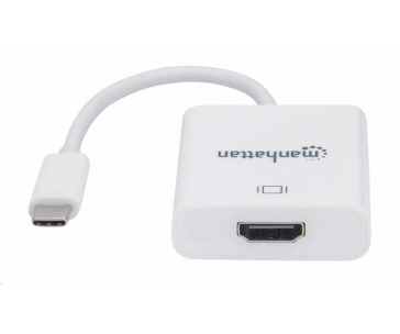 Manhattan adaptér USB-C na HDMI, USB-C Male na HDMI Female, bílá
